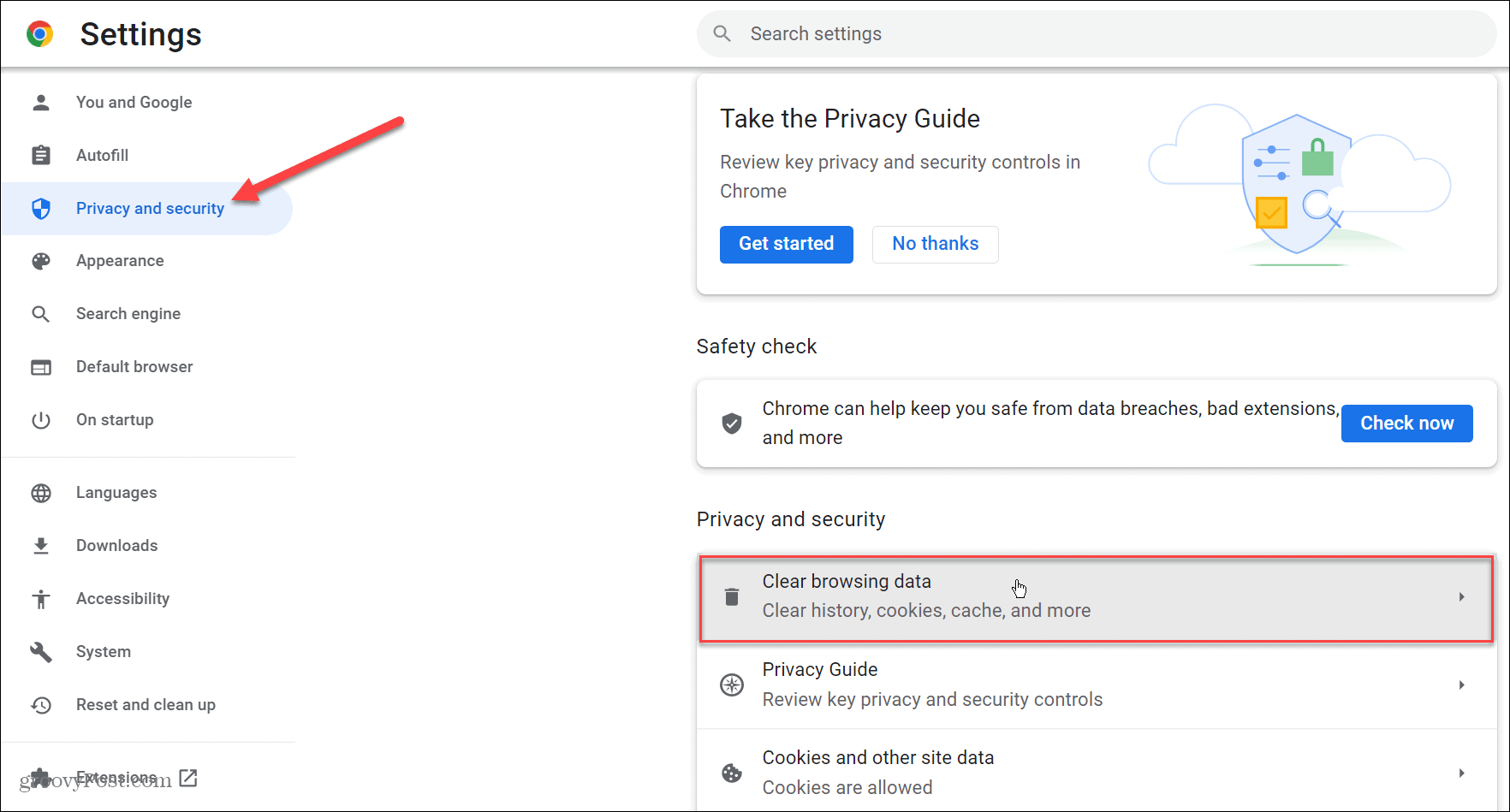 очистить данные браузера Chrome